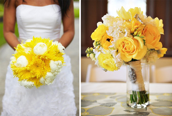 hoa cưới màu vàng cho cô dâu mệnh thủy